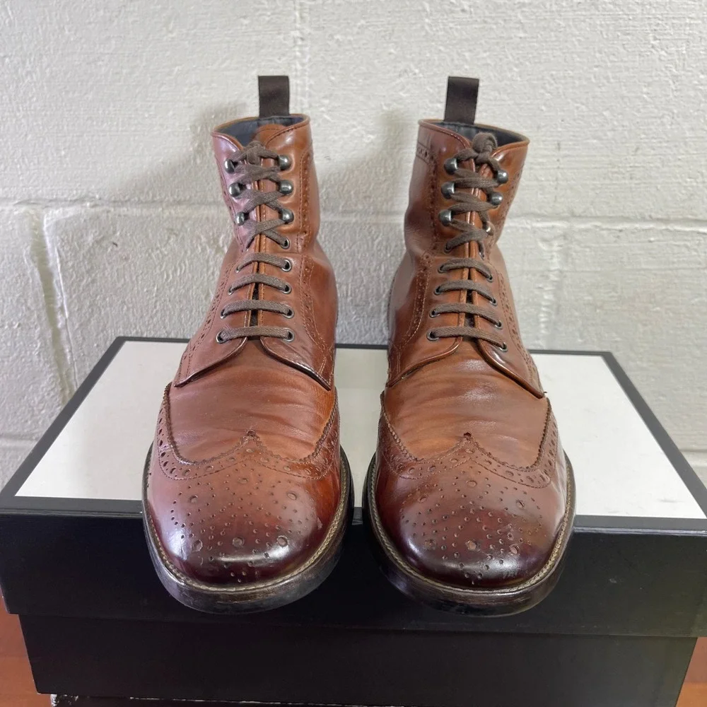 To Boot New‎ York Adam Derrick 79728 Brown Leather Wingtip Boots Lace up Men's 9